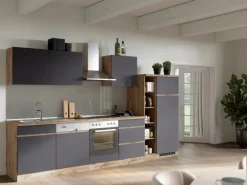 Held Möbel Küchen-Herdumbauschrank Turin 60 cm Graphit/Wotaneiche