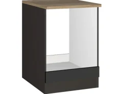 Held Möbel Küchen-Herdumbauschrank Mailand 60 cm Hochglanz Graphit/Graphit