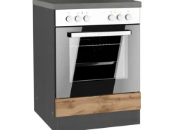 Held Möbel Küchen-Herdumbauschrank Turin 60 cm Wotaneiche/Graphit
