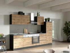 Held Möbel Küchen-Herdumbauschrank Turin 60 cm Wotaneiche/Graphit