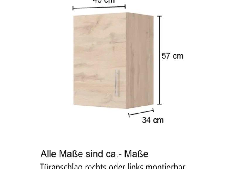 Held Möbel Küchen-Hängeschrank Sorrento BxHxT 40cm x 57cm x 34cm Weiß-Wotaneiche