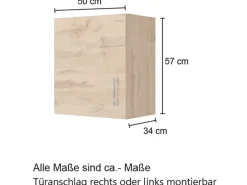 Held Möbel Küchen-Hängeschrank Sorrento BxHxT 50x 57x 34cm Wotaneiche-Wotaneiche