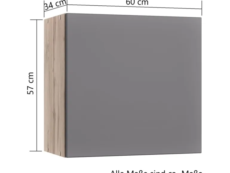 Held Möbel Küchen-Hängeschrank Turin 60 cm Graphit/Wotaneiche