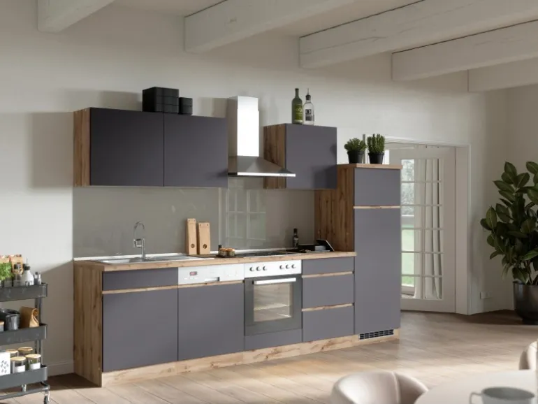 Held Möbel Küchen-Hängeschrank Turin 60 cm Graphit/Wotaneiche