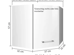 Held Möbel Küchen-Küchen-Eck-Hängeschrank Mailand 60cm Hochglanz Graphit/Graphit
