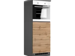 Held Möbel Küchen-Kühlschrank/Ofenumbauschrank  Turin 60 cm Wotaneiche/Graphit