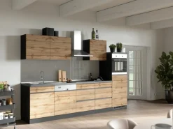 Held Möbel Küchen-Kühlschrank/Ofenumbauschrank  Turin 60 cm Wotaneiche/Graphit