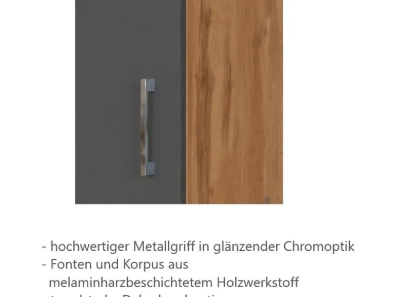 Held Möbel Küchen-Kühlschr.umbau Sorrento 60x200x60cm Nische Anthra.-WotanEiche