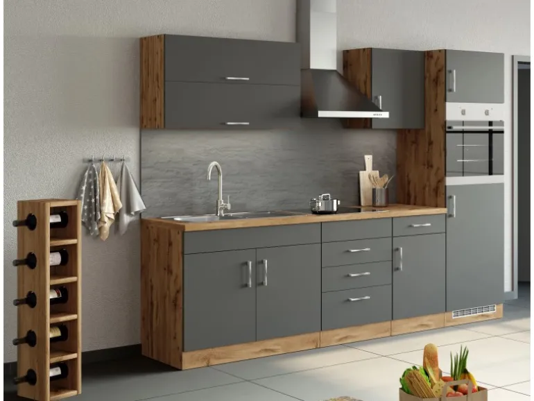 Held Möbel Küchen-Klapphängeschrank Sorrento 100x57x34cm Anthra.-WotanEiche