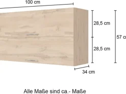 Held Möbel Küchen-Klapphängeschrank Sorrento BxHxT 100x57x34cm Wotaneiche-Grafit