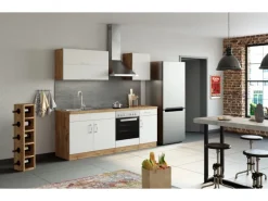 Held Möbel Küchen-Klapphängeschrank Sorrento BxHxT 100x 57x 34cm Weiß-Wotaneiche