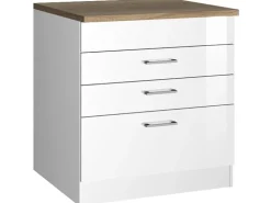 Held Möbel Küchen-KochfeldKüchen-Umbauschrank Mailand 80 cm Hochglanz Weiß/Weiß