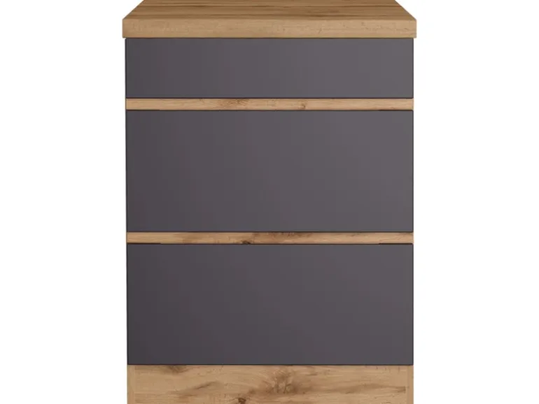 Held Möbel Küchen-KochfeldKüchen-Umbauschrank Turin 60 cm Graphit/Wotaneiche