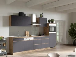 Held Möbel Küchen-KochfeldKüchen-Umbauschrank Turin 60 cm Graphit/Wotaneiche