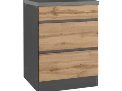 Held Möbel Küchen-KochfeldKüchen-Umbauschrank Turin 60 cm Wotaneiche/Graphit