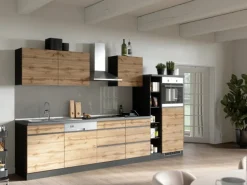 Held Möbel Küchen-Midi-Regal Turin 30 cm Wotaneiche/Graphit