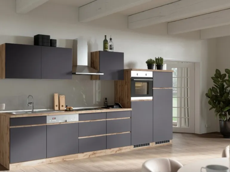 Held Möbel Küchen-OfenKüchen-Umbauschrank Turin 60 cm Graphit/Wotaneiche