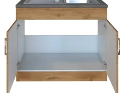 Held Möbel Küchen-Spülenschrank Sorrento B100 x H85 x T60 cm 2 Türen Wotaneiche