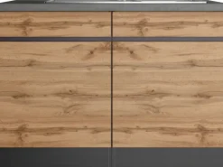 Held Möbel Küchen-Spülenunterschrank Turin 120 cm mit 2 Türen Wotaneiche/Graphit