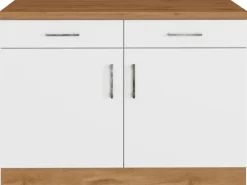 Held Möbel Küchen-Unterschrank Sorrento 100x85x60cm 2 Schub. 1 EL-B. Weiß-Wotan.