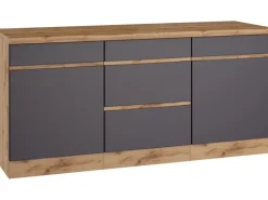 Held Möbel Küchenunterschrank Turin 180 cm Graphit/Wotaneiche