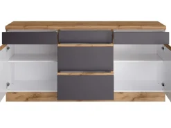 Held Möbel Küchenunterschrank Turin 180 cm Graphit/Wotaneiche