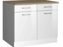 Held Möbel Küchenunterschrank Mailand 100 cm Hochglanz Weiß/Weiß
