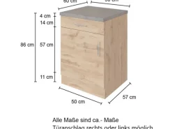 Held Möbel Küchen-Unterschrank Sorrento 50x85x60cm 1 Auszug Anth.-Wotan.