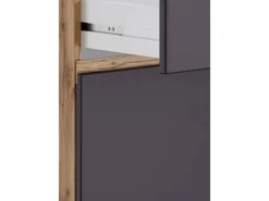 Held Möbel Küchenunterschrank Turin 60 cm 1 Tür 1 Schublade Graphit/Wotaneiche