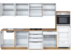 Held Möbel Küchenzeile 300 cm Matt Weiß-Wotaneiche