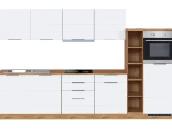 Held Möbel Küchenzeile 330 cm Matt Weiß-Wotaneiche