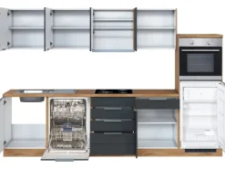 Held Möbel Küchenzeile 300 cm Matt Grau-Wotaneiche