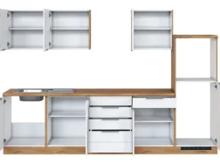 Held Möbel Küchenzeile 300 cm Matt Weiß-Wotaneiche ohne E-Geräte