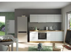 Held Möbel Küchenzeile 240 cm Matt Weiß-Wotaneiche