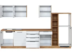 Held Möbel Küchenzeile 330 cm Matt Weiß-Wotaneiche ohne E-Geräte