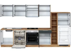 Held Möbel Küchenzeile 330 cm Matt Grau-Wotaneiche