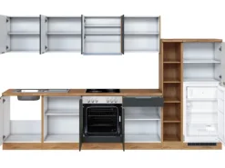 Held Möbel Küchenzeile 330 cm Matt Grau-Wotaneiche