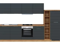 Held Möbel Küchenzeile 330 cm Matt Grau-Wotaneiche