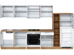 Held Möbel Küchenzeile 330 cm Matt Weiß-Wotaneiche