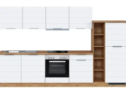 Held Möbel Küchenzeile 330 cm Matt Weiß-Wotaneiche