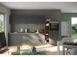 Held Möbel Küchenzeile 330 cm Matt Grau-Wotaneiche