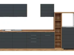 Held Möbel Küchenzeile 330 cm Matt Grau-Wotaneiche ohne E-Geräte