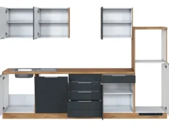 Held Möbel Küchenzeile 300 cm Matt Grau-Wotaneiche ohne E-Geräte