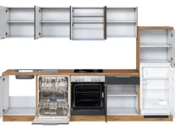 Held Möbel Küchenzeile 300 cm Matt Grau-Wotaneiche