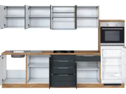 Held Möbel Küchenzeile 300 cm Matt Grau-Wotaneiche