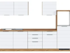 Held Möbel Küchenzeile 300 cm Matt Weiß-Wotaneiche ohne E-Geräte
