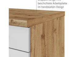 Held Möbel Küchenzeile 300 cm Matt Weiß-Wotaneiche ohne E-Geräte