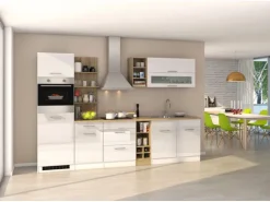 Held Möbel Küchenzeile Mailand 300 cm Weiß Hochglanz-Weiß Matt ohne E-Geräte