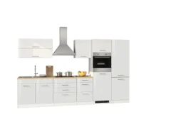 Held Möbel Küchenzeile Mailand 350 cm Weiß Hochglanz-Weiß Matt mit E-Geräten