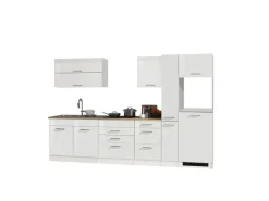 Held Möbel Küchenzeile Mailand 320 cm Weiß Hochglanz-Weiß Matt ohne E-Geräte